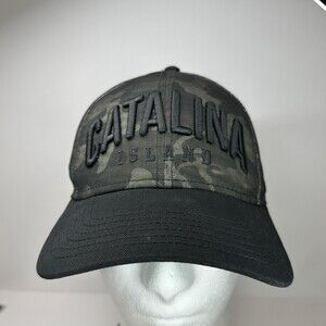 Catalina Island Hat Cap Puff Letters Snap Back Black Camo Essencial Caps Trucker